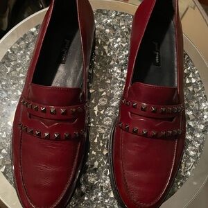 Paul Green Men's Burgundy Loafers with Stud Accents